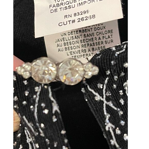 ONYX Nite Open Front Cardigan and Shell Black with Silver Sparkle Size Medium - Picture 4 of 7